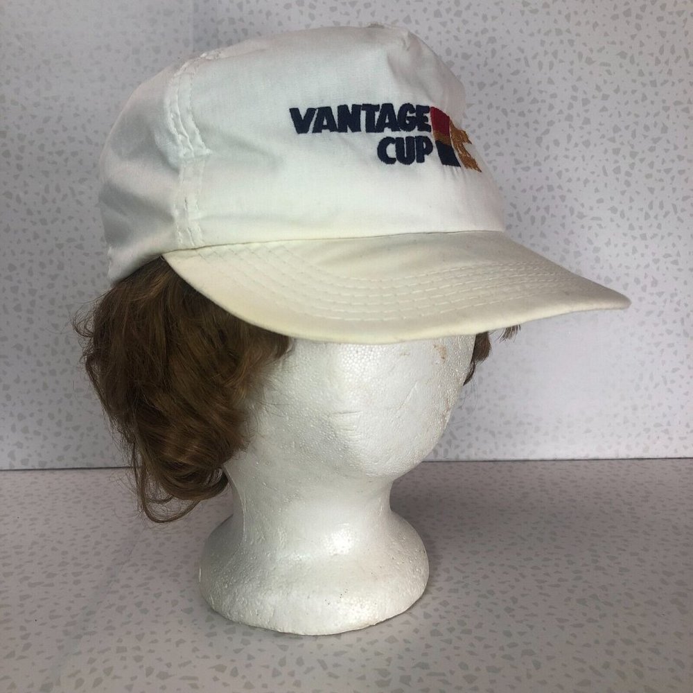 Vintage 80s 90s White Vantage Cup Senior PGA Tour Golf Snapback BallCap Dad Hat